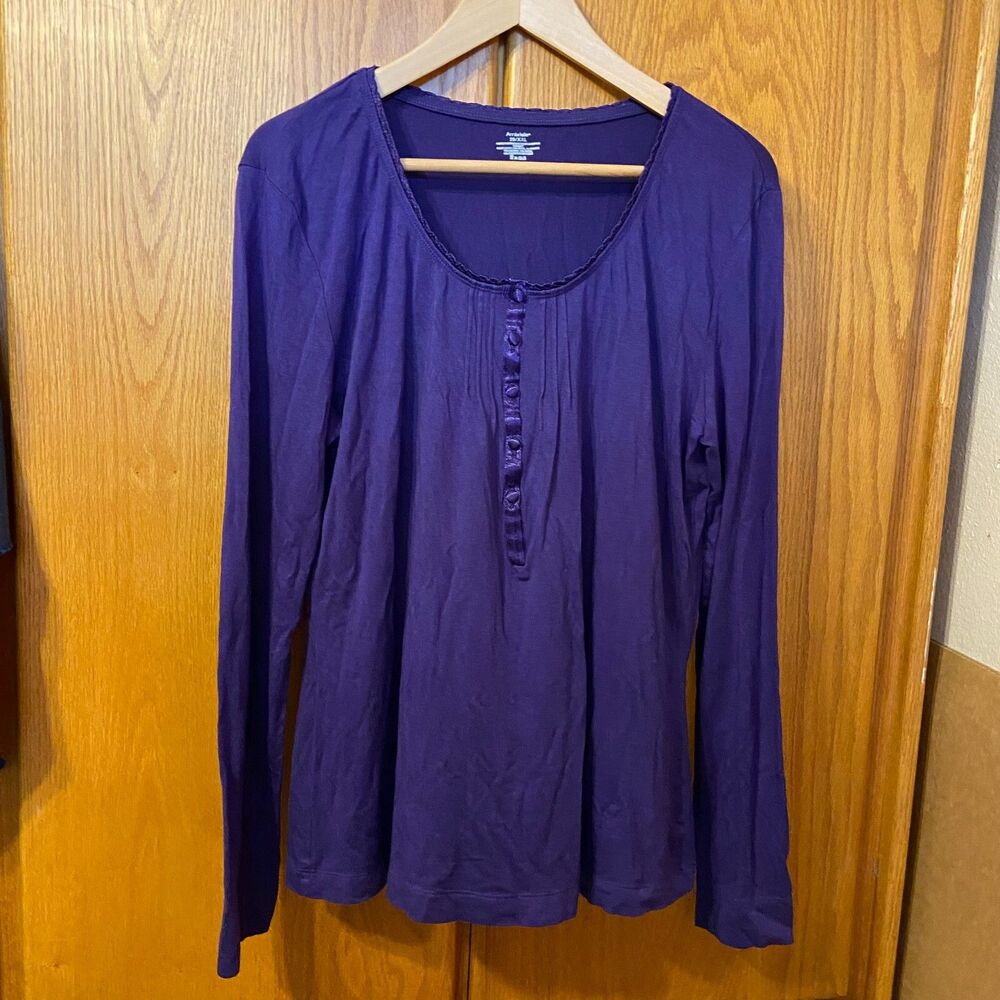 #7783 Ambrielle Purple Womans Long Sleeve Pajama Top Size XXL